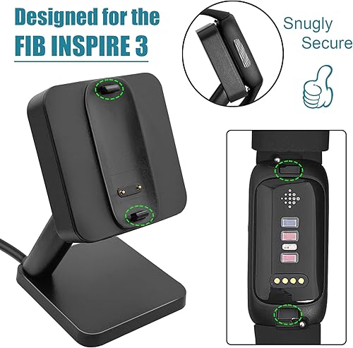 Miniatura 3 de RUKUHOT Base de carga magnética compatible con Fitbit Inspire 3 Health & Fitness Tracker, estación de carga para mesita de noche con cable de carga