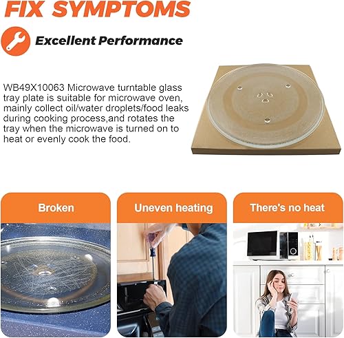 Miniatura 10 de Plato giratorio de vidrio para microondas de 12.75 pulgadas apto para GE, LG, Kenmore, bandeja de vidrio para microondas Sears, placa de vidrio de