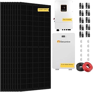 5KWH Hybrid Solar System Complete Kit Home Solar Power System Complete kit 10PCS 550W Solar Panel (5500W) + 1Set 48V 5KW Split Phase Inverter with MPPT Controller + 1Set 5kwh Lithium Battery