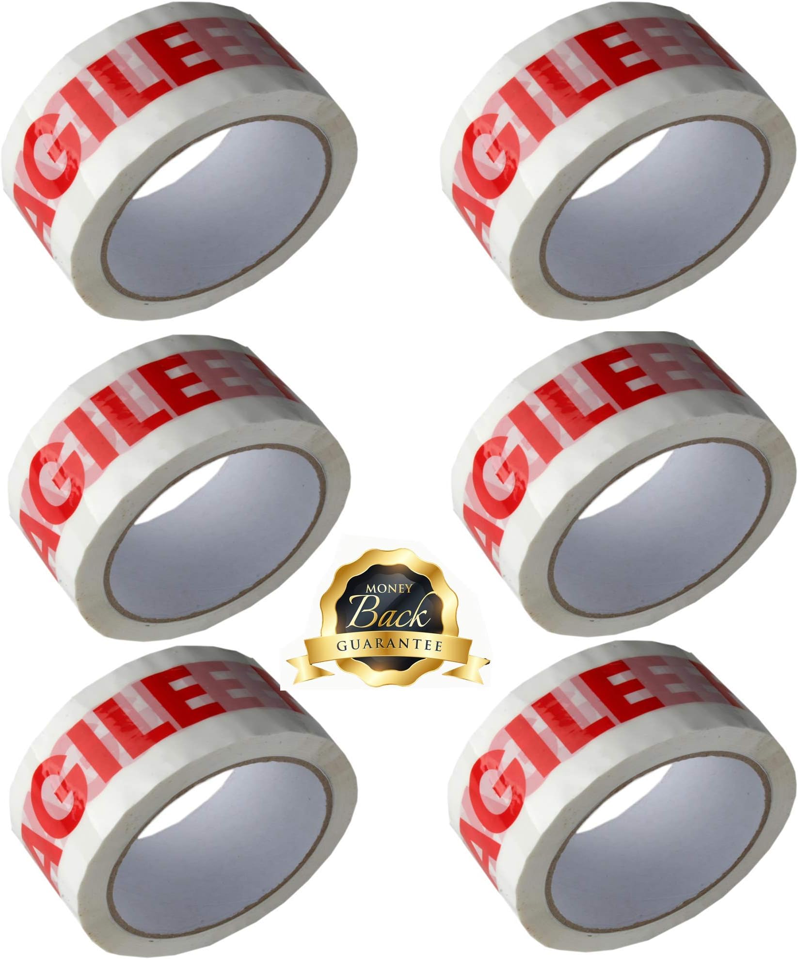 Fragile Tape, Fragile Packing Tape, Fragile Tape for Boxes, (SIX 6 Pack) Fragile Stickers for Handle with Care Heavy Duty for Moving Glass Secure by Virtue Retail