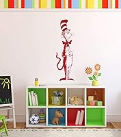 Vista 5 de Calcomanía de pared de vinilo con silueta de gato en el sombrero. Decoración temática del hogar para dormitorio de los niños, sala