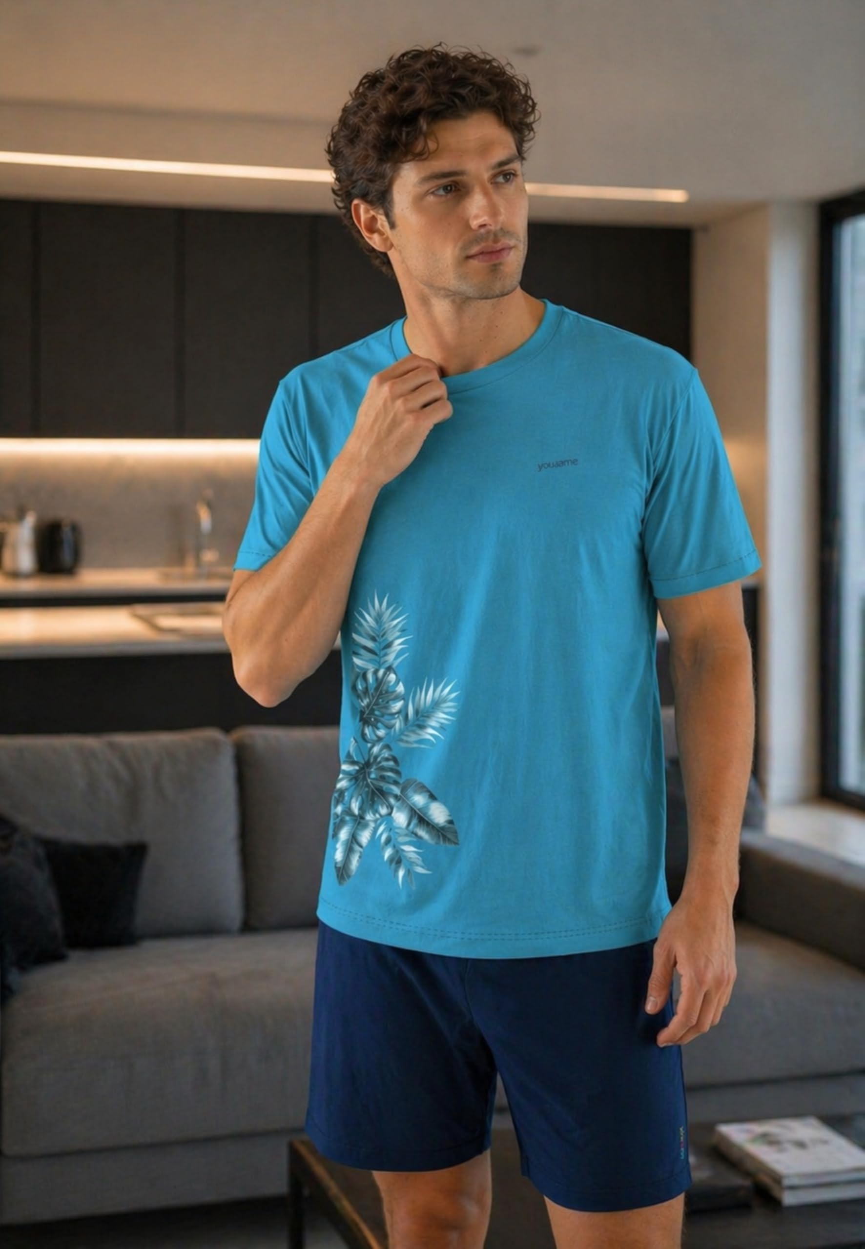 Intimitaly YM - Pigiama Corto Uomo Estivo, Cotone Leggero, Maglia e Pantalone, Comfort-Fit, Traspirante