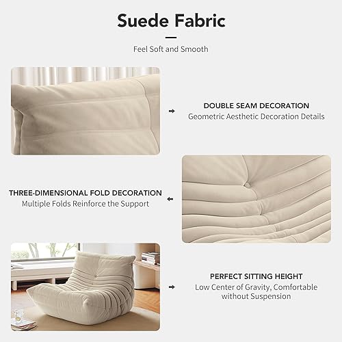 Miniatura 5 de Silla Fireside, sofá de suelo de mediados de siglo, silla suave para suelo, sofá perezoso, silla decorativa para sala de estar, dormitorio, sala de