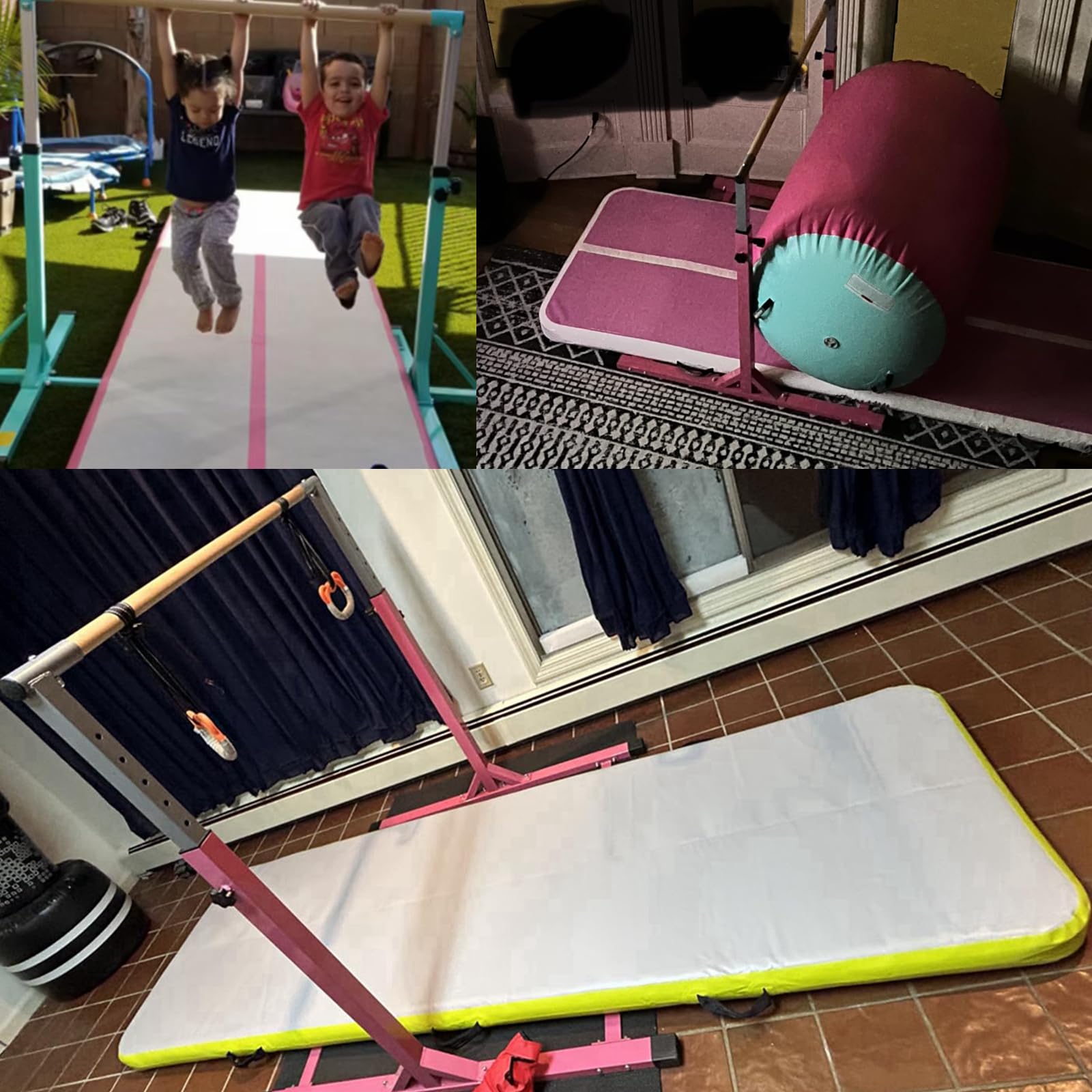Barra da Ginnastica Artistica per Ragazze, Parallele Ginnastica Regolabili 103-158cm in Casa per Bambini 3-15 Anni Massima 150kg