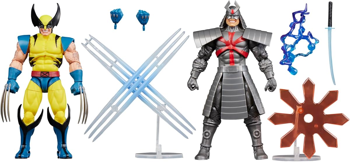 Legends Series Gamerverse Wolverine vs Marvel's Silver Samurai, videojuego retro, figuras de acción coleccionables de 6 pulgadas inspiradas | Marvel Legends Gamerverse Figura de acción de 6 pulgadas, paquete de 2: Wolverine vs Silver Samurai