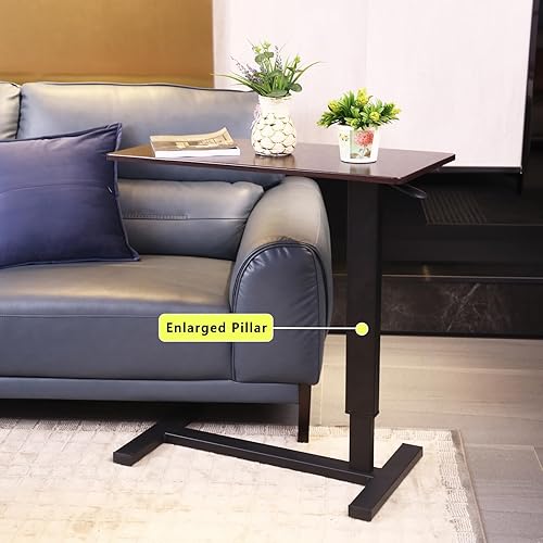 Miniatura 2 de Mesita de noche ajustable sobre la cama con ruedas giratorias ocultas, escritorio deslizante neumático estación de trabajo móvil para el hogar y el