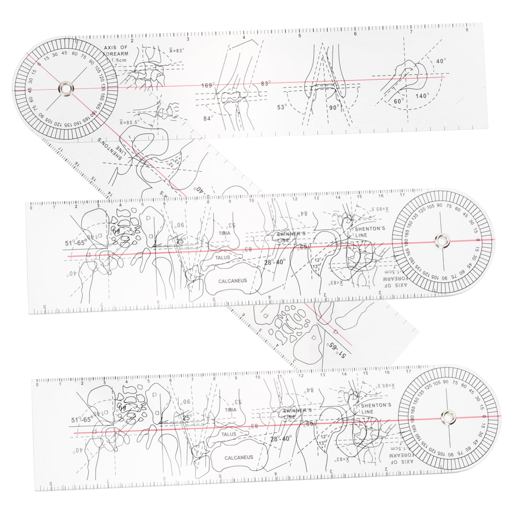 VILLCASE 3Pcs Portable Goniometer Protractor Ruler Transparent Medical Angle Measurement Tool for Accurate Joint Assessment Physical Therapy and Rehabilitation