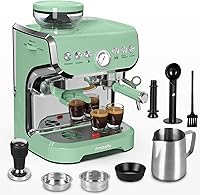 Vista 9 de Amaste Máquina de café expreso con molinillo, máquina de café expreso de 15 Bar con varilla de vapor para Latte y capuchino, tanque de agua de 68