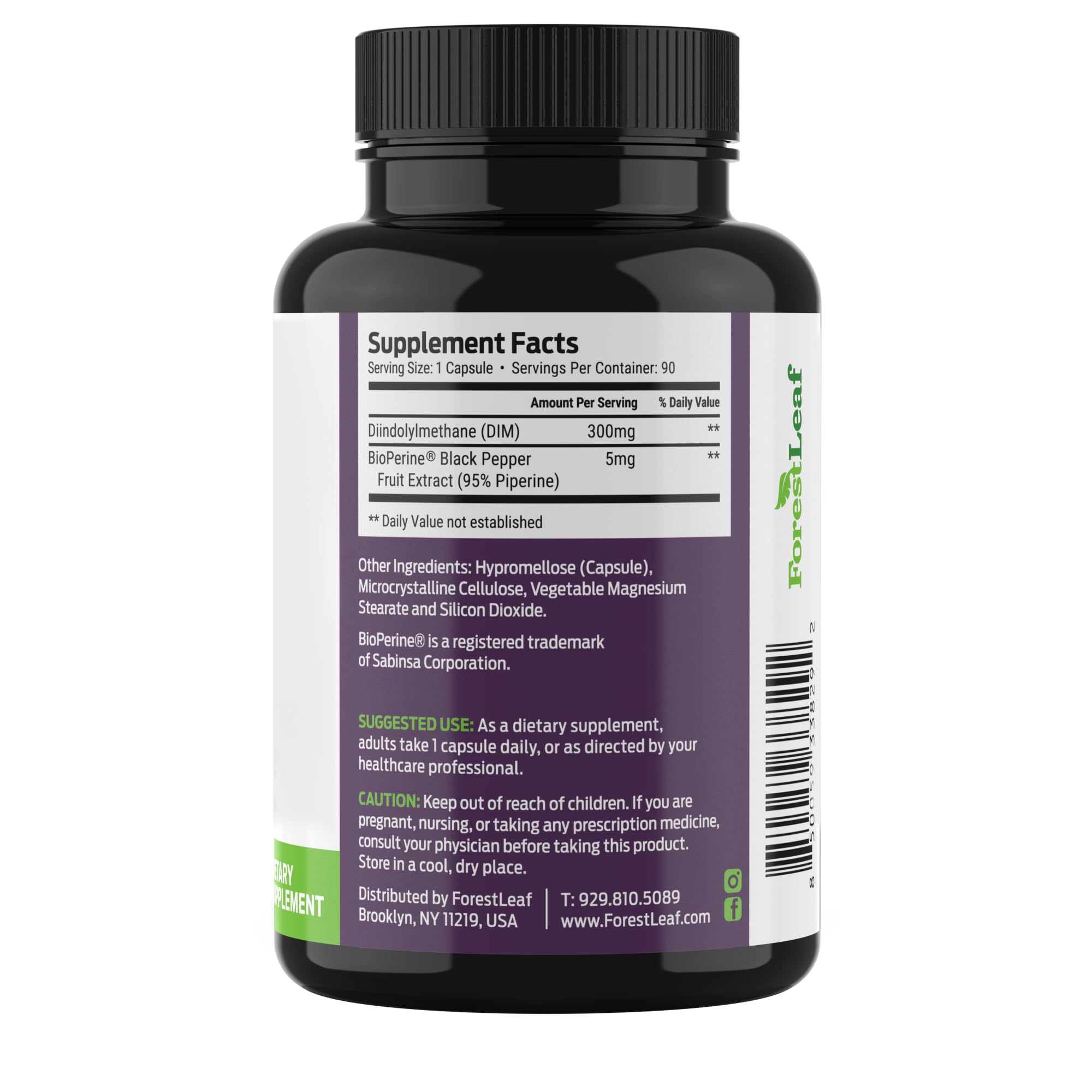 ForestLeaf DIM Supplement - 300mg DIM Estrogen Supplement for Women/Men - Diindolylmethane with BioPerine Black Pepper - Support for Detox, Metabolism, Hormone Balance & Menopause - 90 Caps — Amazon image 7