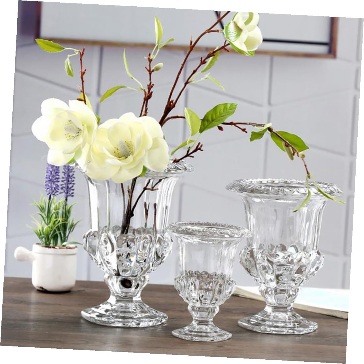 Levemolo Retro Glasvase für Blumen und Kerzendekoration Transparentes Glas Einzigartiger Stil Geeignet für Hochzeitsfeiern und Haushalts Tischdeko Langlebig und Elegant