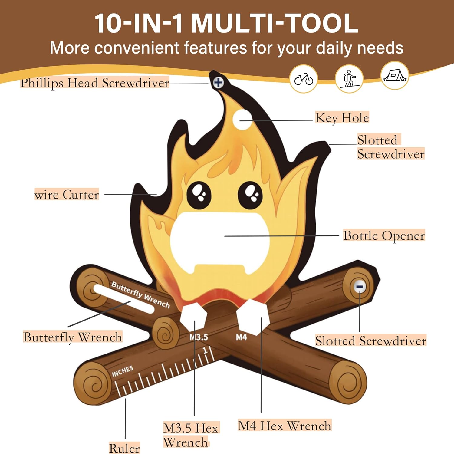 Funny Men Gift Ideas Cartoon Flames - Unique Graduation Gift for Him, Cool Fathers Day Dad Gifts, Birthday Gifts for Husband Boyfriend, Fun Small EDC Pocket Tool Just Because for Teens Boys