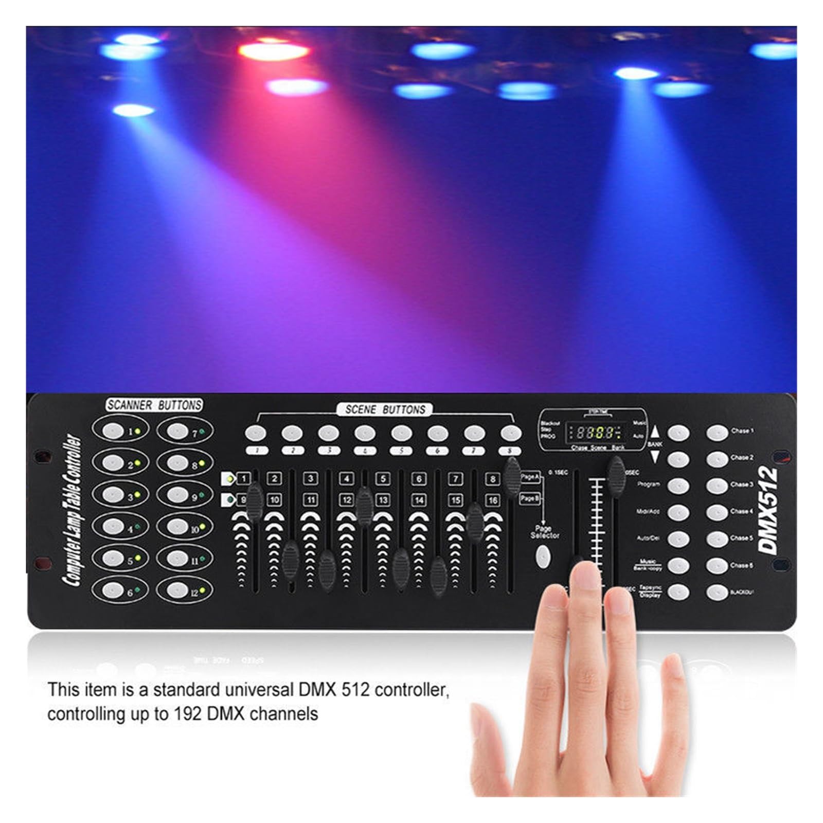Kontroler DJ-ski, 192 Kontroler DMX Sprzęt DJ DMX 512 Konsola Oświetlenie sceniczne Sterowanie DJ-em Do reflektorów LED Par Moving Head Light