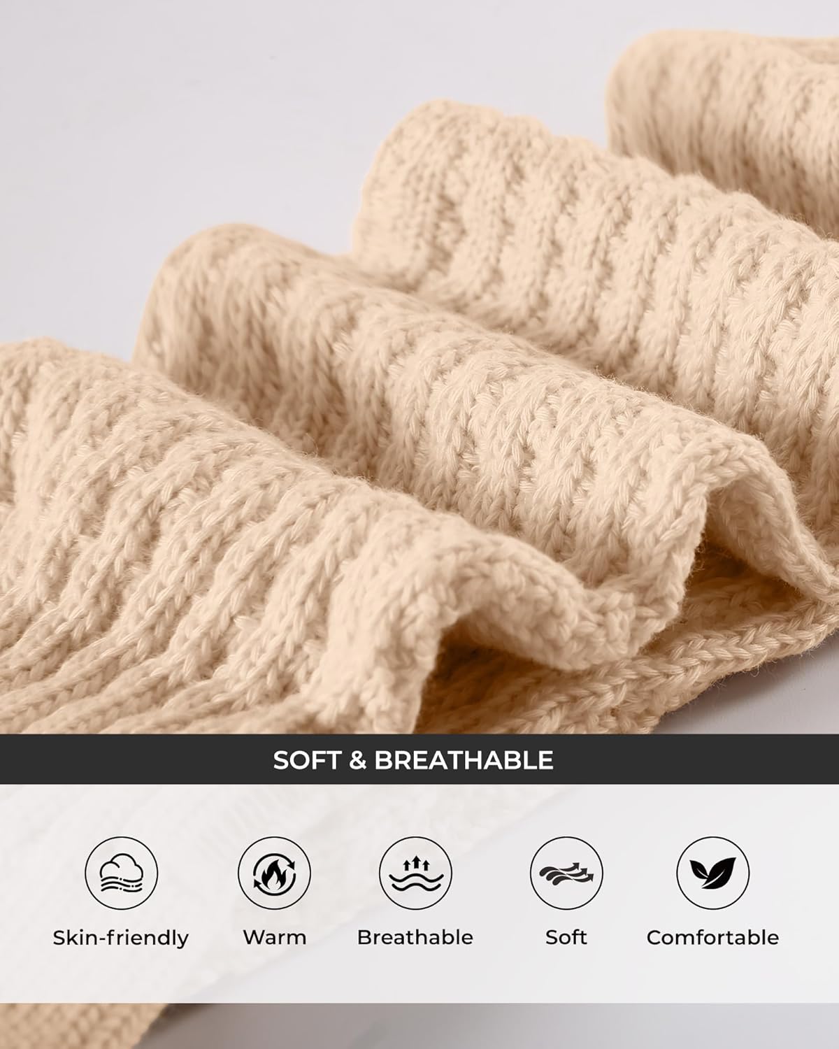 CS CELERSPORT Women's Slouch Crew Socks Scrunch Knit Cotton Calf Tube Socks 3 Pairs - Image 6