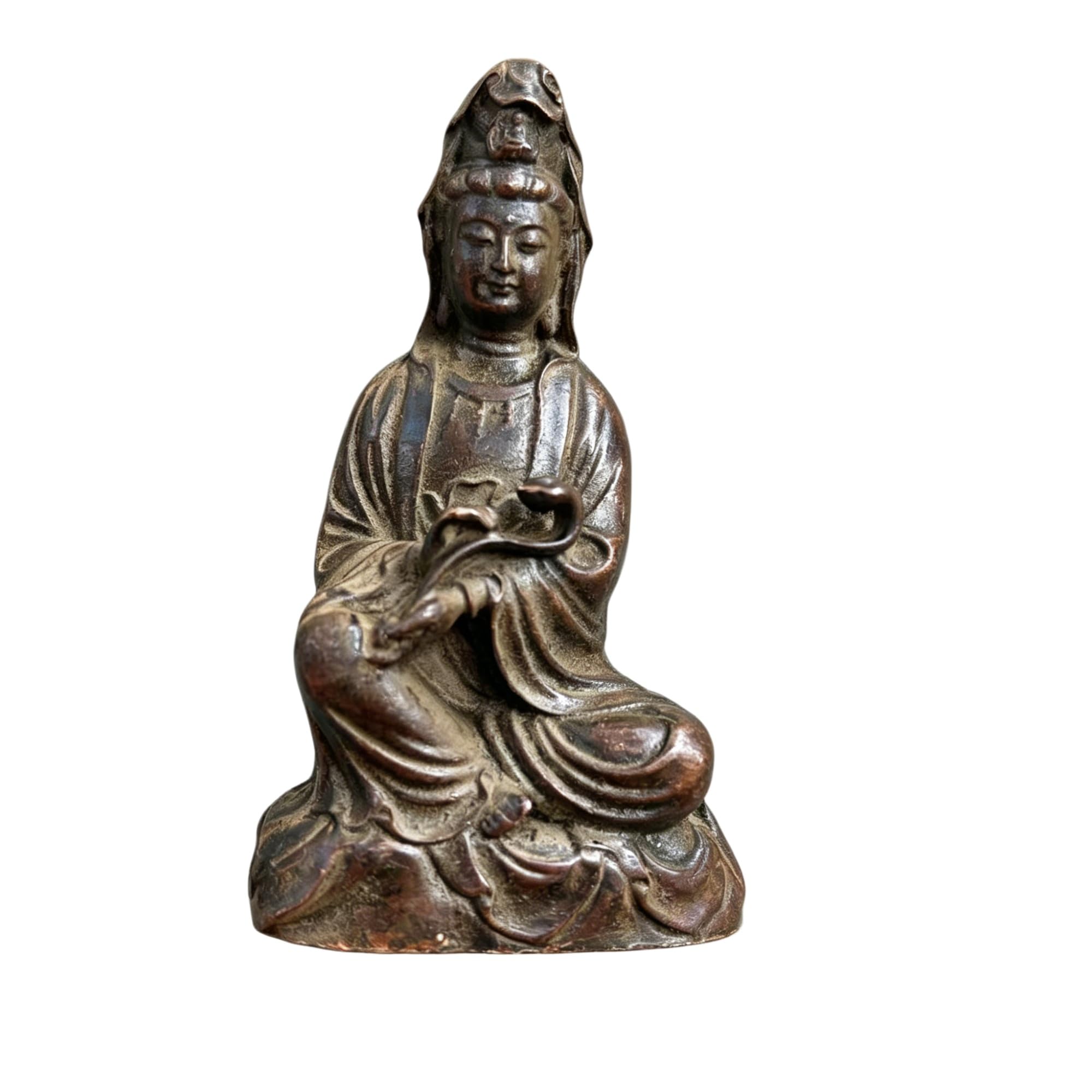 Huolimxun Copper Alloy Guanyin Small Buddha Statue Ornaments