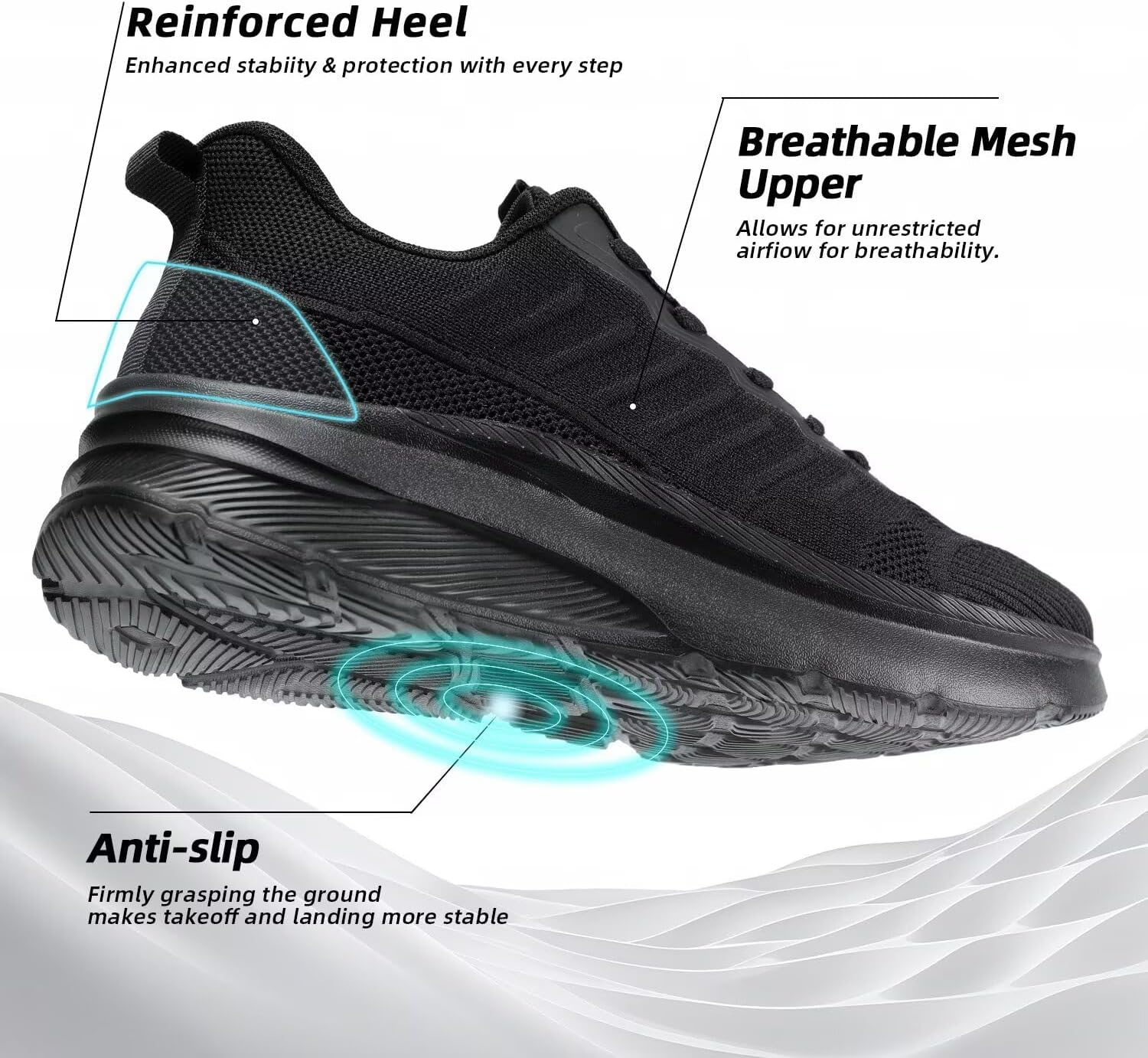 Mens Wide Walking Shoes Soft Sole Non Slip Running Comfortable Tennis Breathable Athletic Gym Workout Sport Sneakers - Image 6