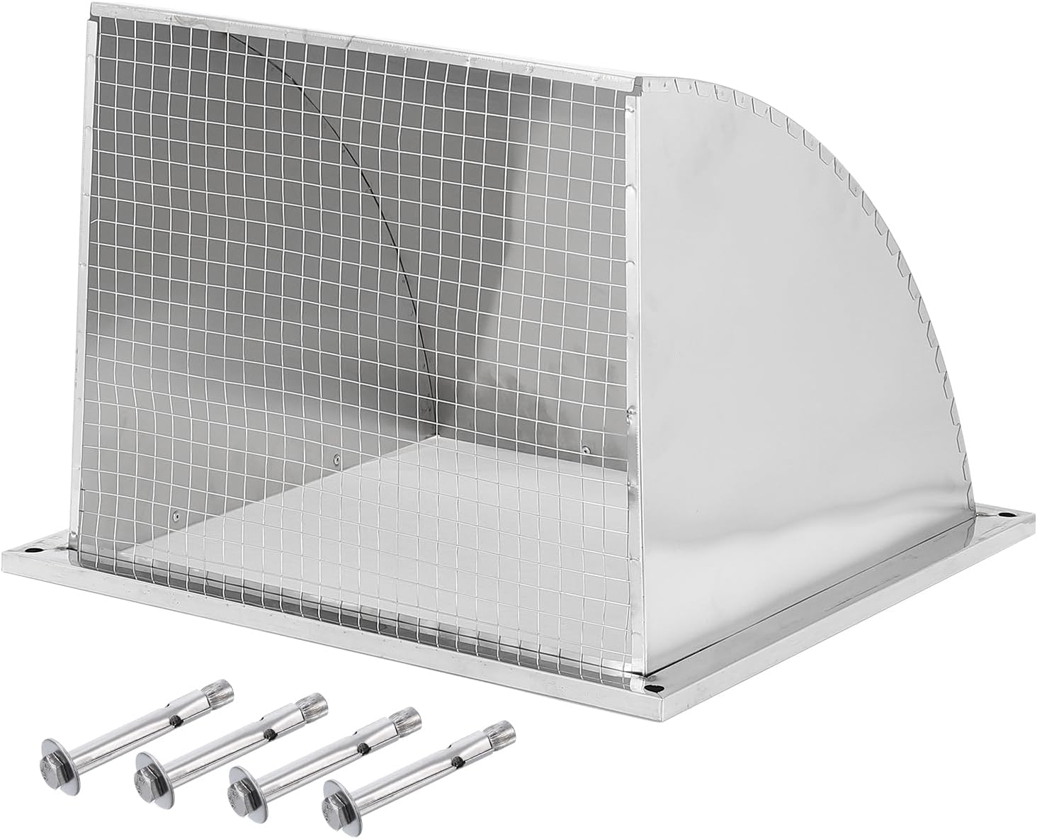 PATIKIL 15.8"x15.8" Wall Vent Cover, Exterior Dryer Vent Outlet Grille Louvered Stainless Steel Outdoor Duct Ventilation with Mesh Screen for Bathroom Kitchen