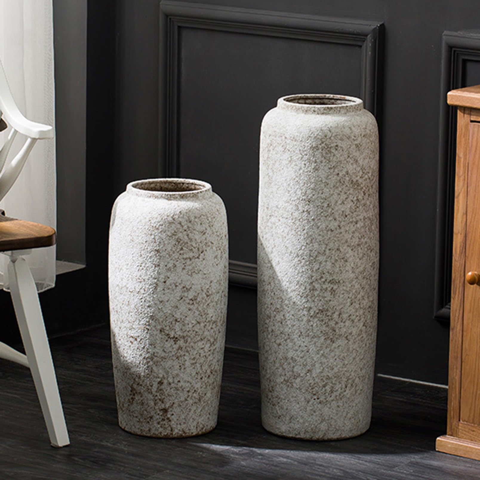 Steingut-Bodenvase Handgefertigte Keramik-Bodenvase Eingang Vom Boden Bis Zur Decke Reichende Große Vase Wohnzimmer Blumenarrangement-Behälter (S : 60cm)