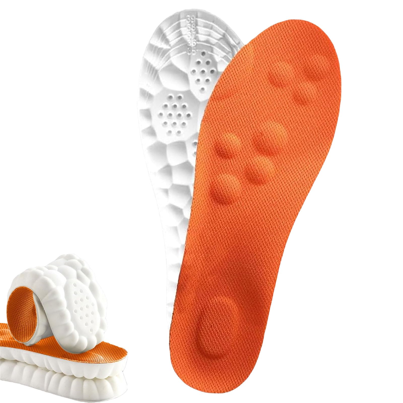 WOSLXM Insoles for Men Women, 2025 New Massage Insoles, Cloud Shoe Inserts Memory Foam Insole with Arch Support (1 Pair-Orange,Men 5-6/Women 6-7)