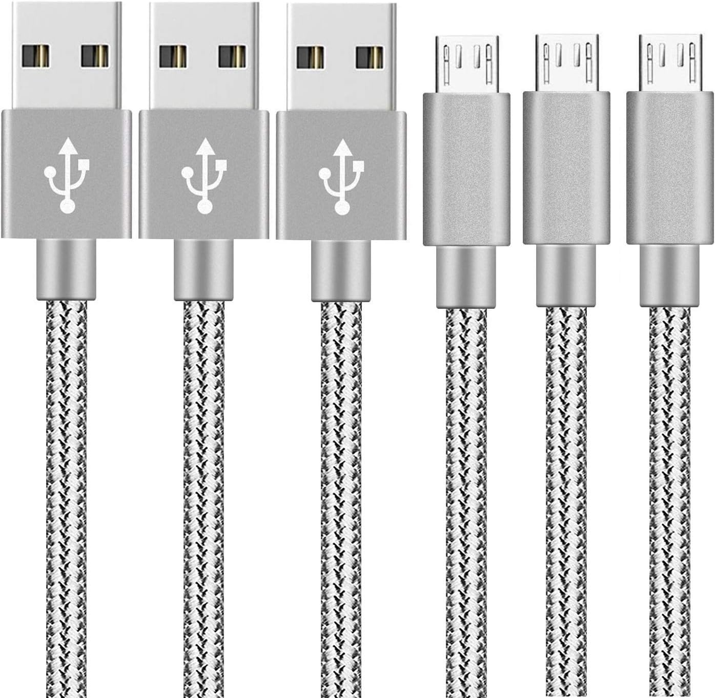 Micro USB Cable, Android Charger SUPWISER Charging Cable 3 Pack 10 FT, Extra Long Nylon Braided Charger for Samsung Galaxy S7 Edge S6, Note 5, LG K40, Tablet and More