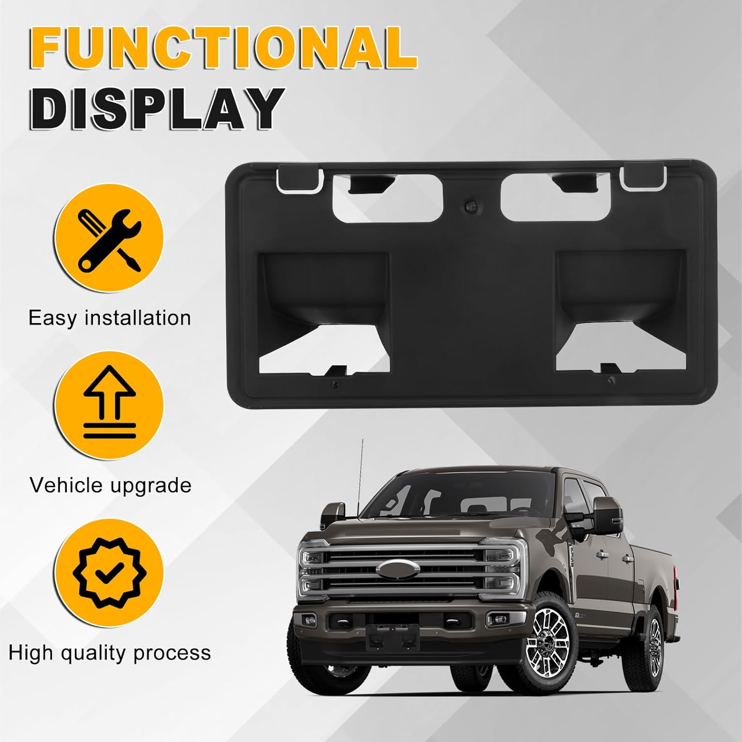Front License Plate Frame Compatible with 2023-2026 Ford F250 F350 F450 Super Duty, Front Bumper License Plate Bracket Tag Mount for Ford F-Series Super Duty, Replace # PC3Z-17A385-BB