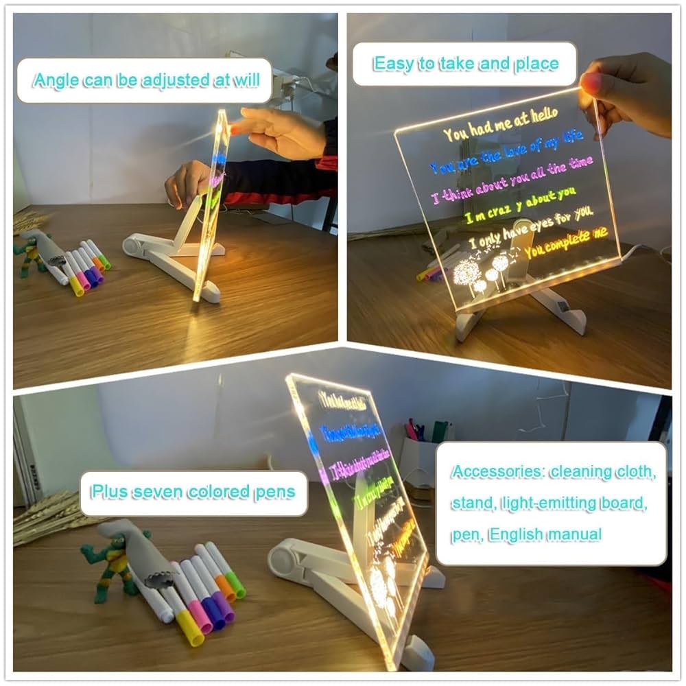 LEDボード アクリルボード Amazon | LEDノートボード 7色ペン付き | 2024年版 マジック