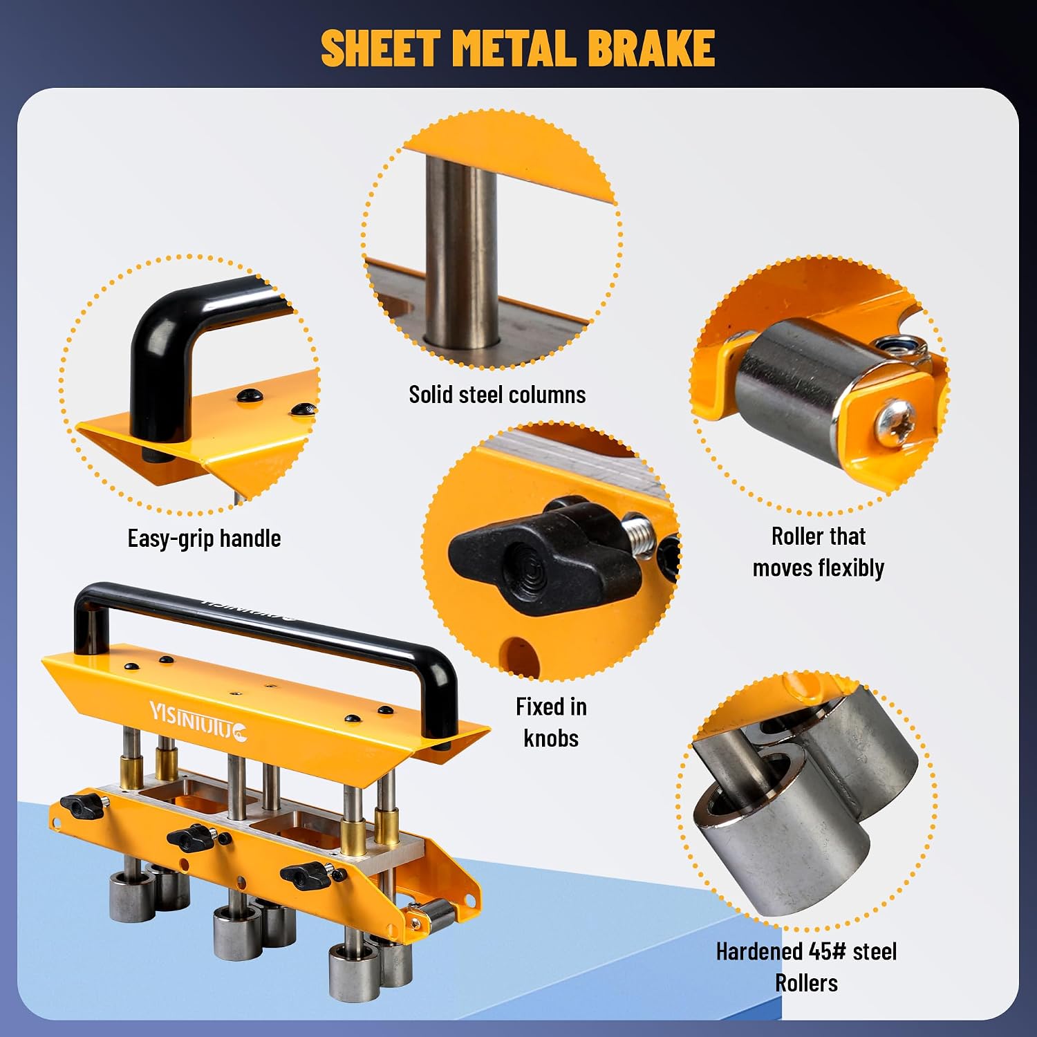 Large Sheet Metal Bend,Three-Station Edge Roller Bender,0-90° Bending Angle Bending Metal Roofing Materials,Adjustable for Making 5/8" to 4" (16 to 102 MM) Bends in 29 to 22-Gauge Steel
