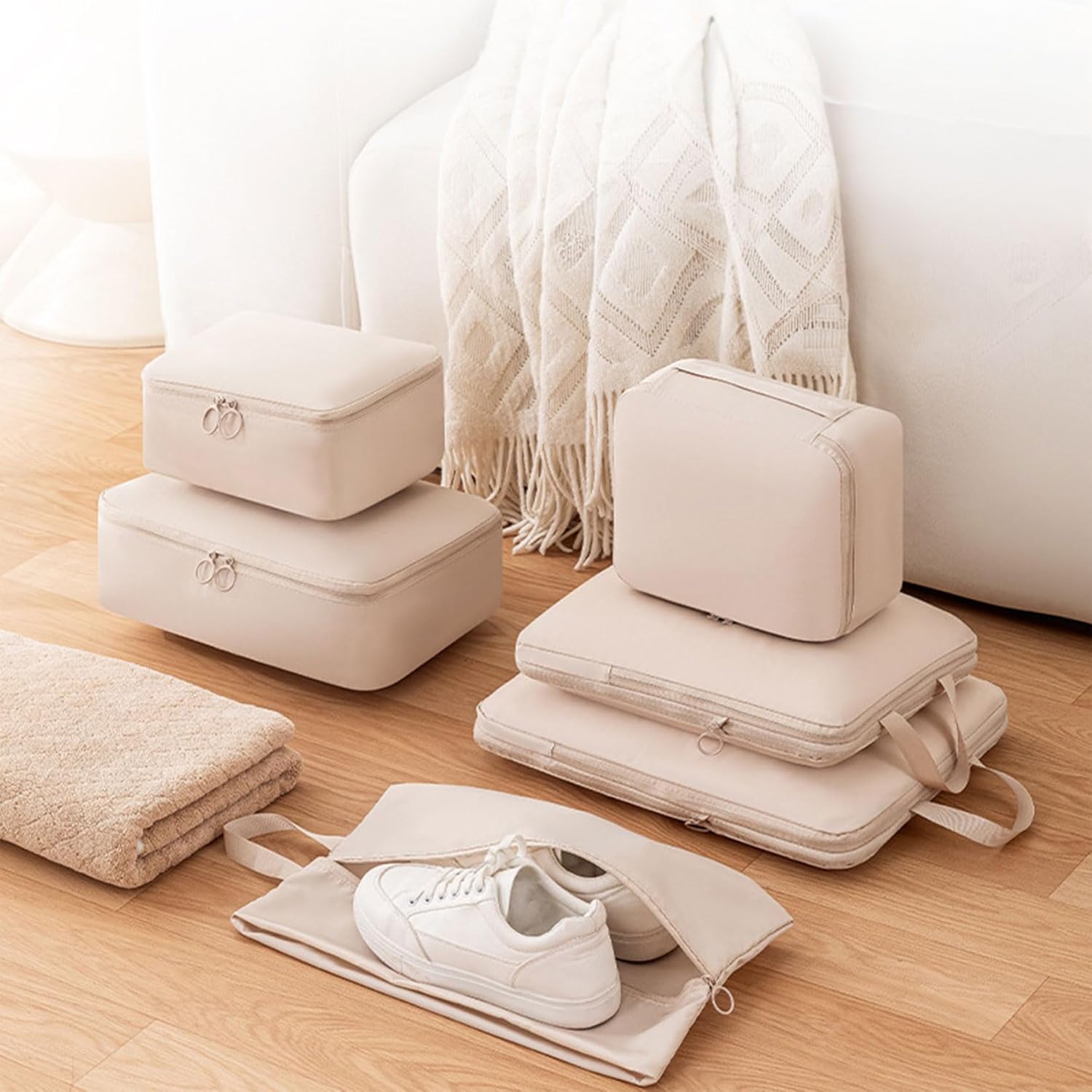 Personalized Packing Cubes Set of 6 with Custom Name, Travel Organizer Bags for Suitcase, Lightweight Luggage Storage Cubes for Clothes Shoes Toiletries, Travel Essentials
