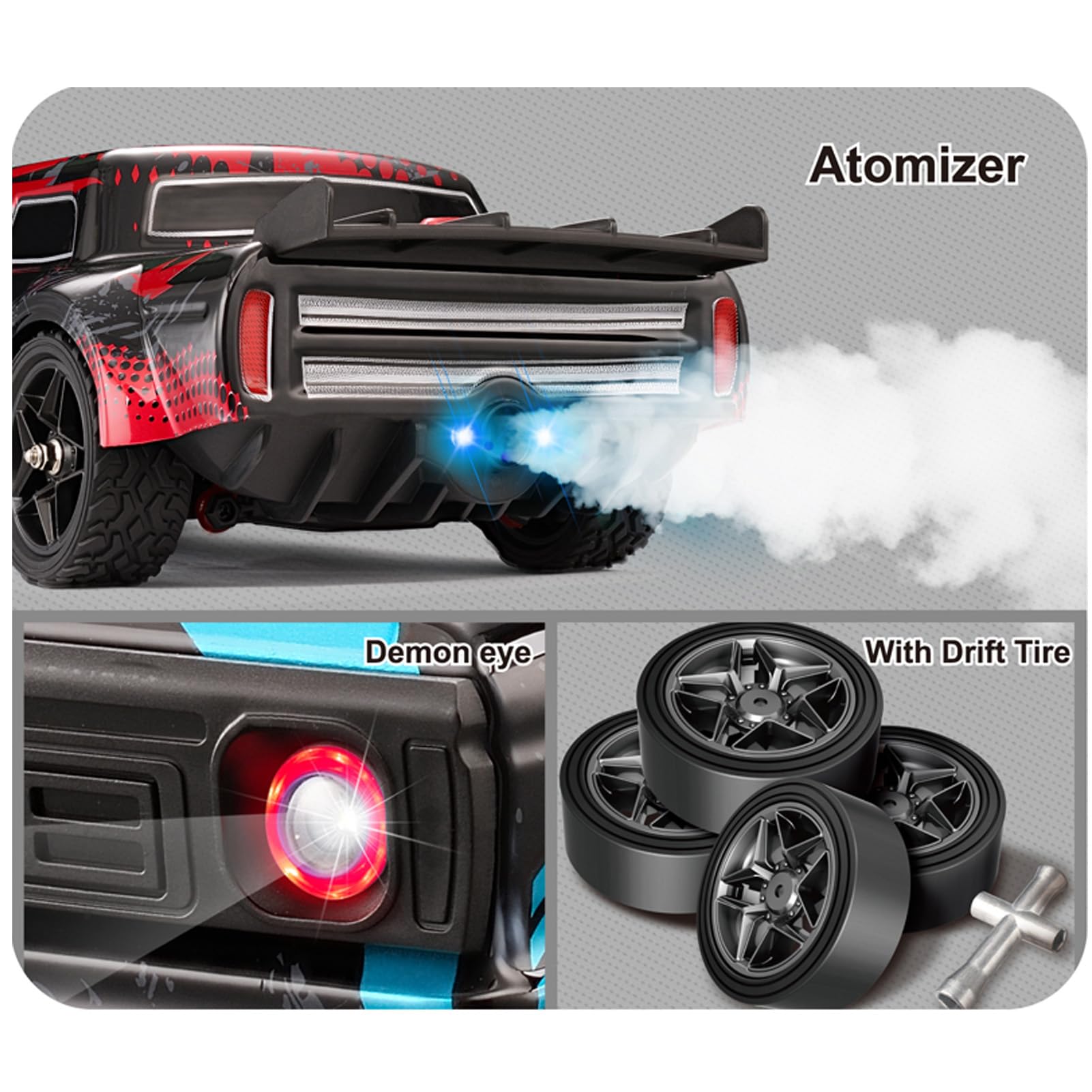 Samochód do driftingu RC, skala 1/16, 2,4 GHz 4WD, pilot zdalnego sterowania, 36 km/h, samochód RC o dużej prędkości, do ponad 6 rozrywek ze światłem LED