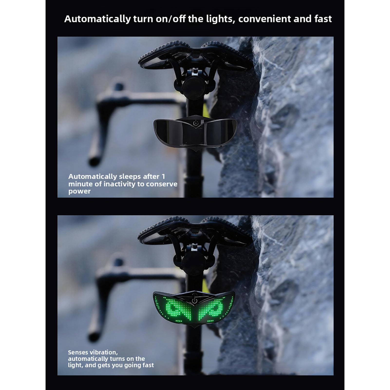 Luz Decorativa para Casco, para Bicicleta y motocicleta. | Pantalla interactiva Pantalla LED personalizable Tecnología de detección inercial Biblioteca de recursos enriquecida
