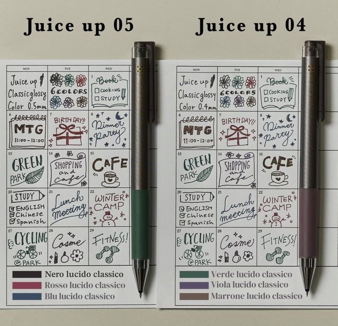 Pilot Juice up 04 - Penna a inchiostro gel retrattile, 0,4 mm, ultra fine, colore lucido, 6 colori (LJP120S4-6CCG) con adesivo Kanji LOVE