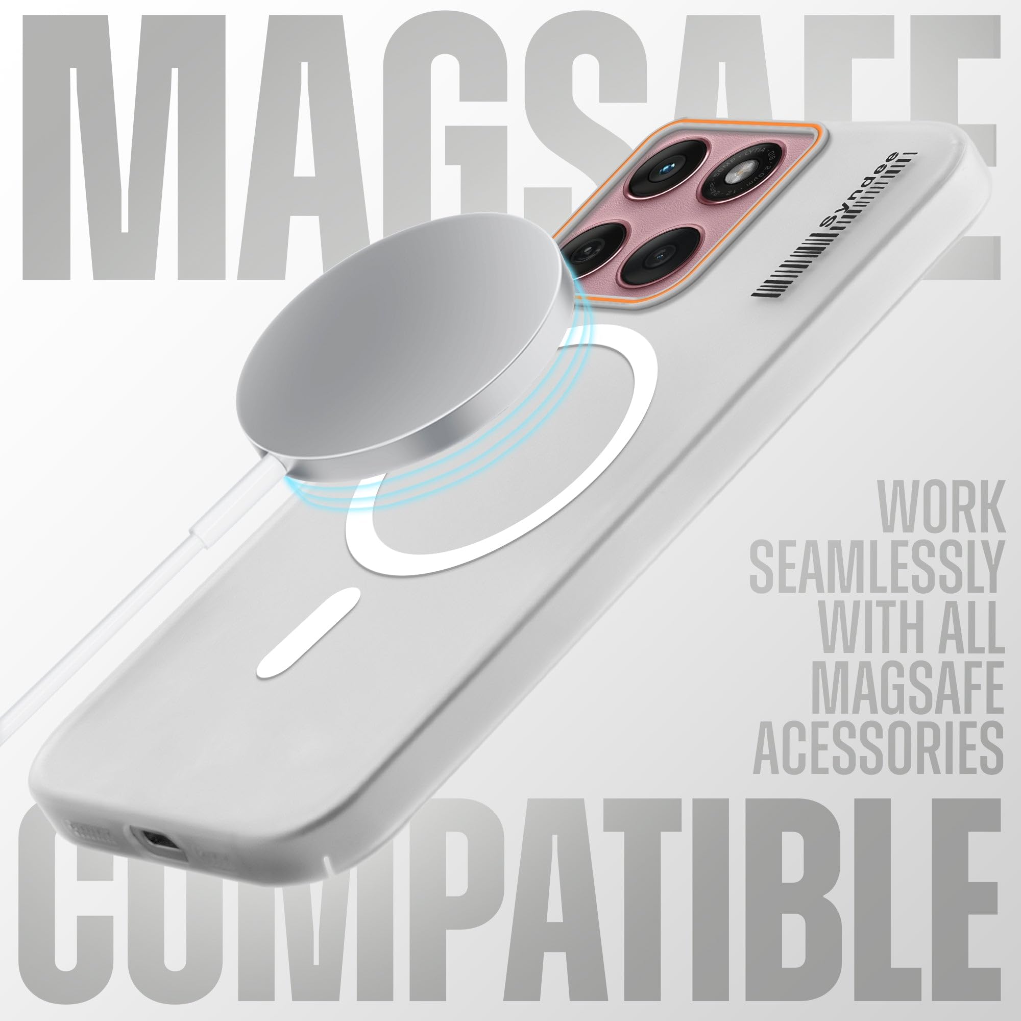 DL3 Mobilak Hard PC Frosted Translucent Case for Motorola Moto Edge 60 Fusion 5G / Edge 60 5G, Elegant White Back Cover, Compatible with MagSafe Magnetic Accessories, Anti-Scratch Protection (Clear)