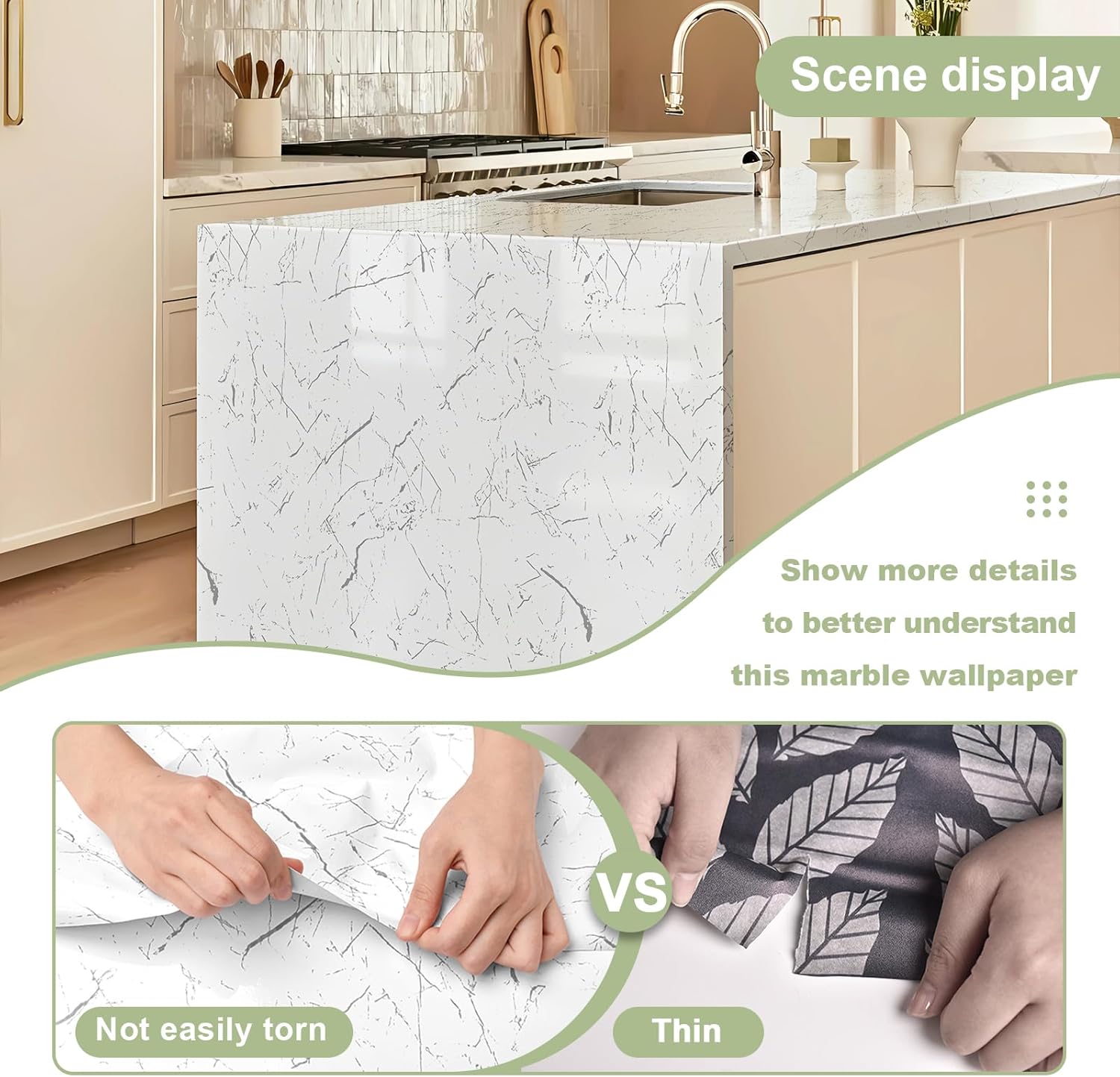 Rugreat Glossy Marble Contact Paper Peel and Stick Marble Wallpaper Modern Granite Contact Paper for Cabinet Self Adhesive Removable Countertop Wallpaper for Kitchen Waterpoof Gray/White 393in15.7in