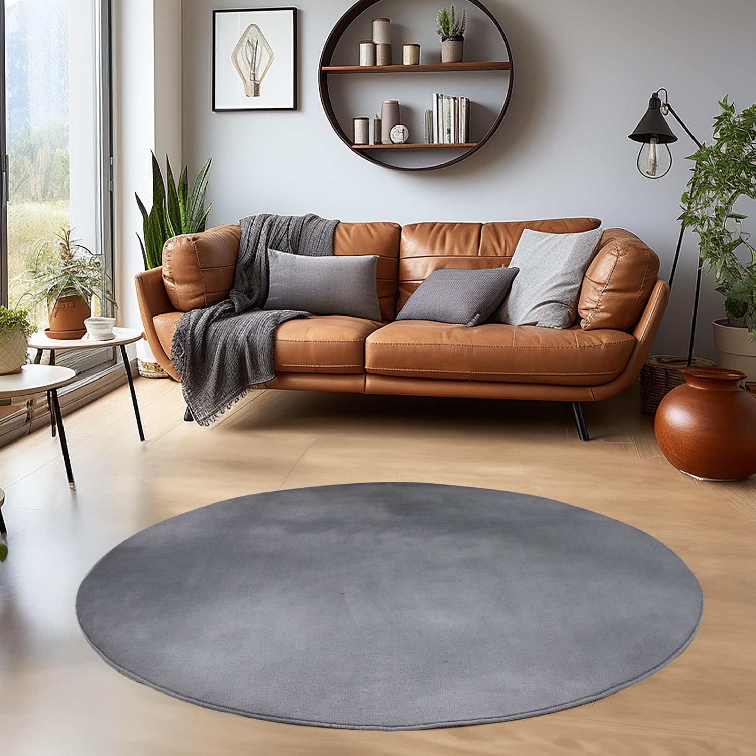HomebyHome Waschbarer Teppich Kurzflor Modern Einfarbig Weich rutschfest Maschinenwaschbar Pflegeleicht für Wohnzimmer Schlafzimmer Flur Esszimmer