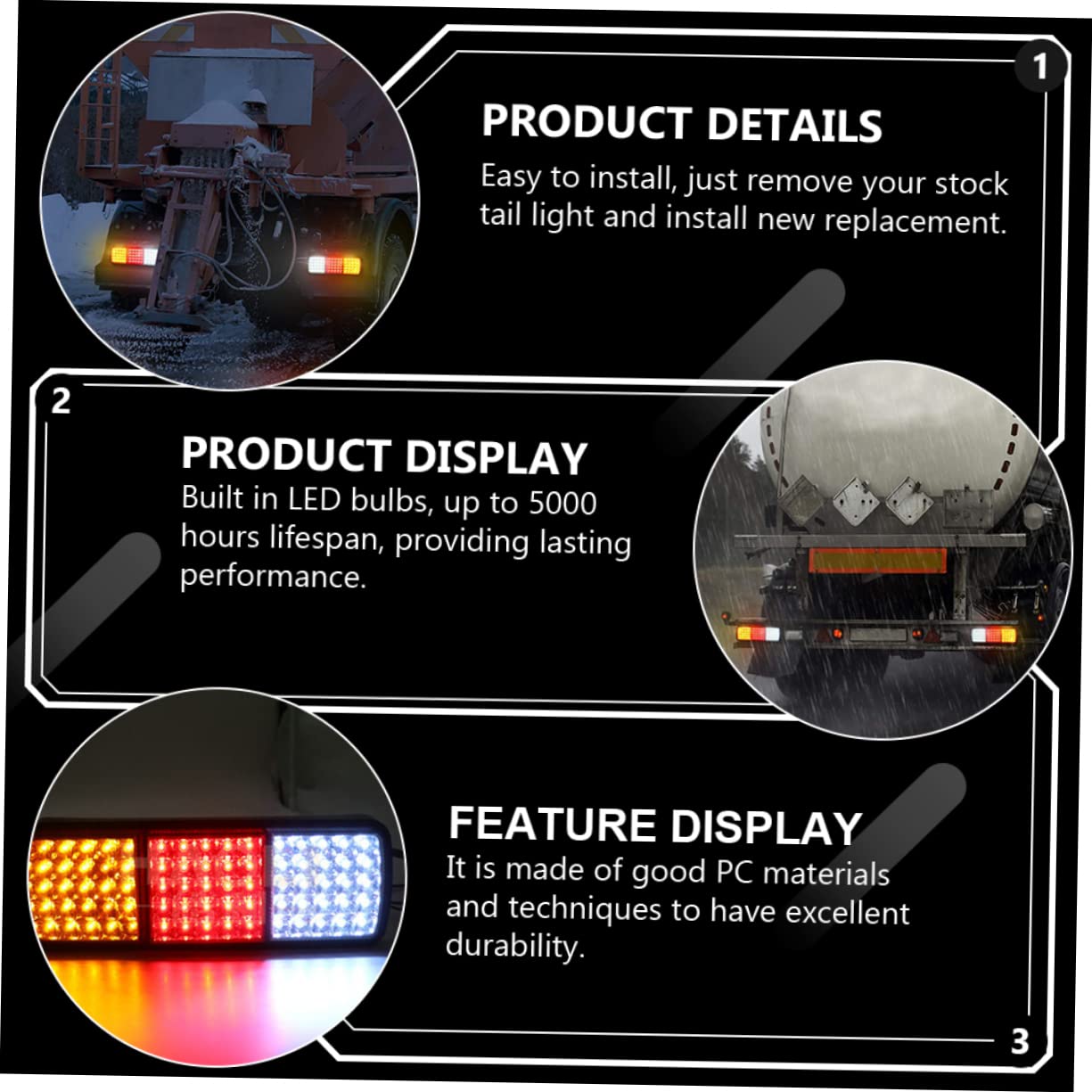 Gatuida 2piezas Luces Traseras para Remolque Luces LED para Camión de Alta Luminosidad Impermeables para Remolques Camiones y Barcos