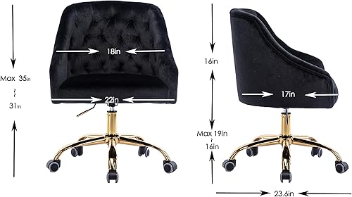 Miniatura 3 de ZOBIDO Cómoda silla de trabajo para oficina en casa con ruedas, bonita y moderna tapizada de terciopelo con respaldo de concha, silla de escritorio