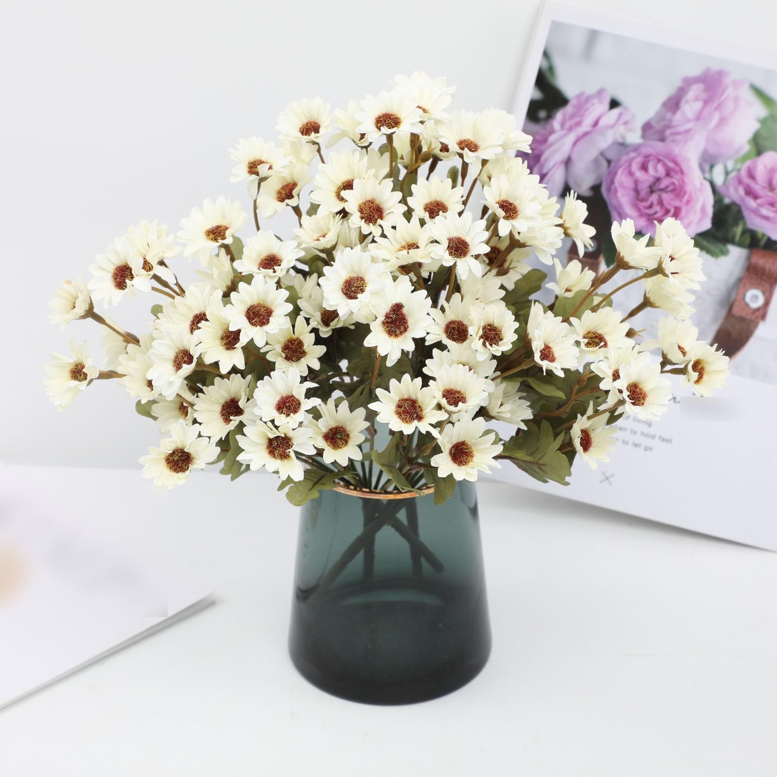 3x Künstliche Chrysanthemen-Sträuße (76 Cm) – Wie Echt, Für Vase, Deko In Orange, Weiß, Lila, Gelb, Rot