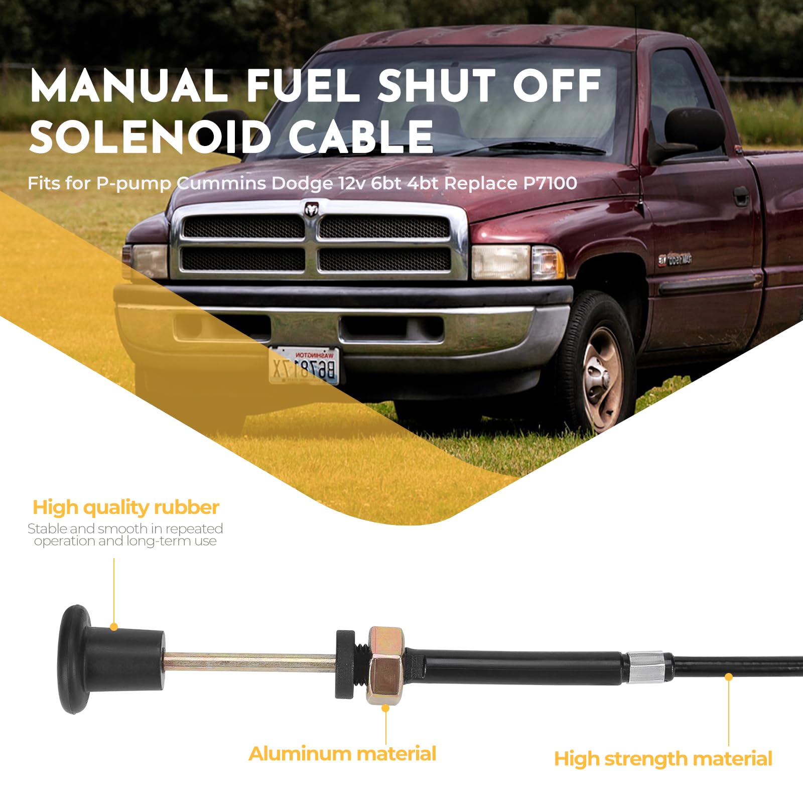 P7100 Fuel Shut Off Solenoid Kit Cable Manual Fuel Shutoff Cable With Mounting Bracket Hardware For - Foto 2