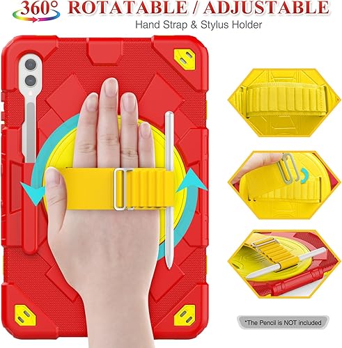 Miniatura 3 de SEYMAC stock Funda para Samsung Galaxy Tab S9 Plus de 12.4 pulgadas, diseño de malla a prueba de caídas con protector de pantalla correa de mano