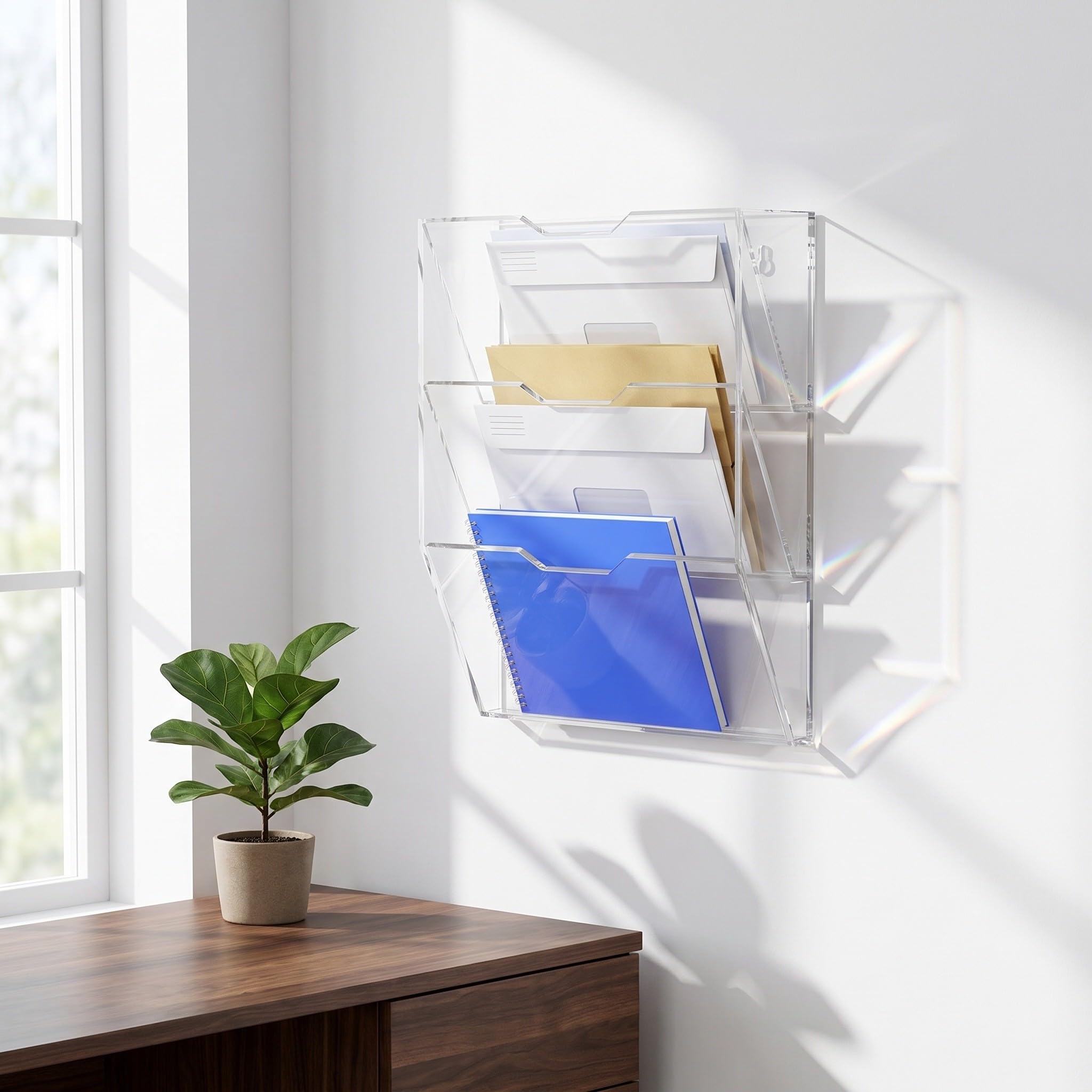 Gatuida Transparenter Wand-Hänge-Ablageorganizer, Acryl-Briefsortierer