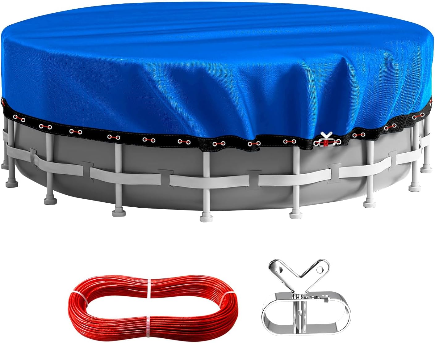 24FT Round Winter Pool Cover,Pool Covers for Above Ground Pools,Heavy Duty Durable PE Material Swimming Pool Covers,Cold-Resistant Anti-UV,Extreme Weather Protection,Winch and Cable Kit-Aibiley 24' (Round)