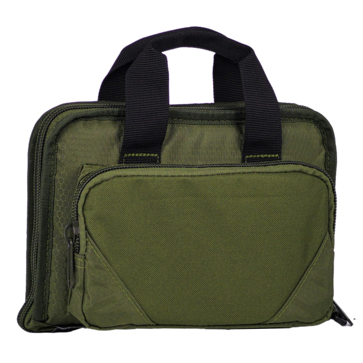 Tactical Gun Range Bag, for Handgun Soft Tactical Pistol Case Pistol Carrying Case Storage Outdoor Hunting, Shooting Bag with Mag Slots Side Layer Pocket (Army Green)