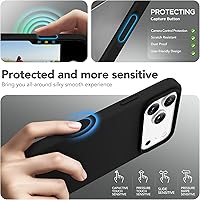 Vista 555 de GONEZ Funda de silicona para iPhone 15 Pro Max, compatible con Magsafe, protector de cámara + protector de pantalla, forro de microfibra suave Negro