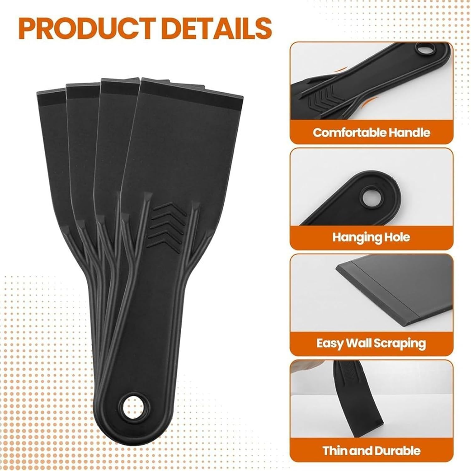 Plastic Putty Knife 6PCS 2 Inch Black Flexible Putty Knife Scraper Used for Repairing Walls Pasting Plaster Scraping