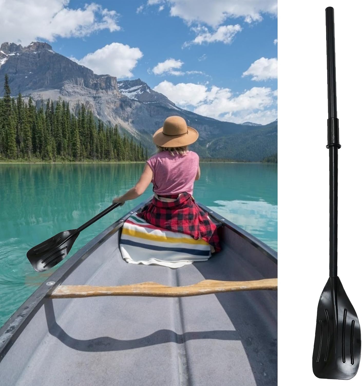 Housoutil Detachable PVC Kayak Paddle 2pcs Set, Reinforced Inflatable Boat Oars for Floating Kayaking and Canoeing Accessories