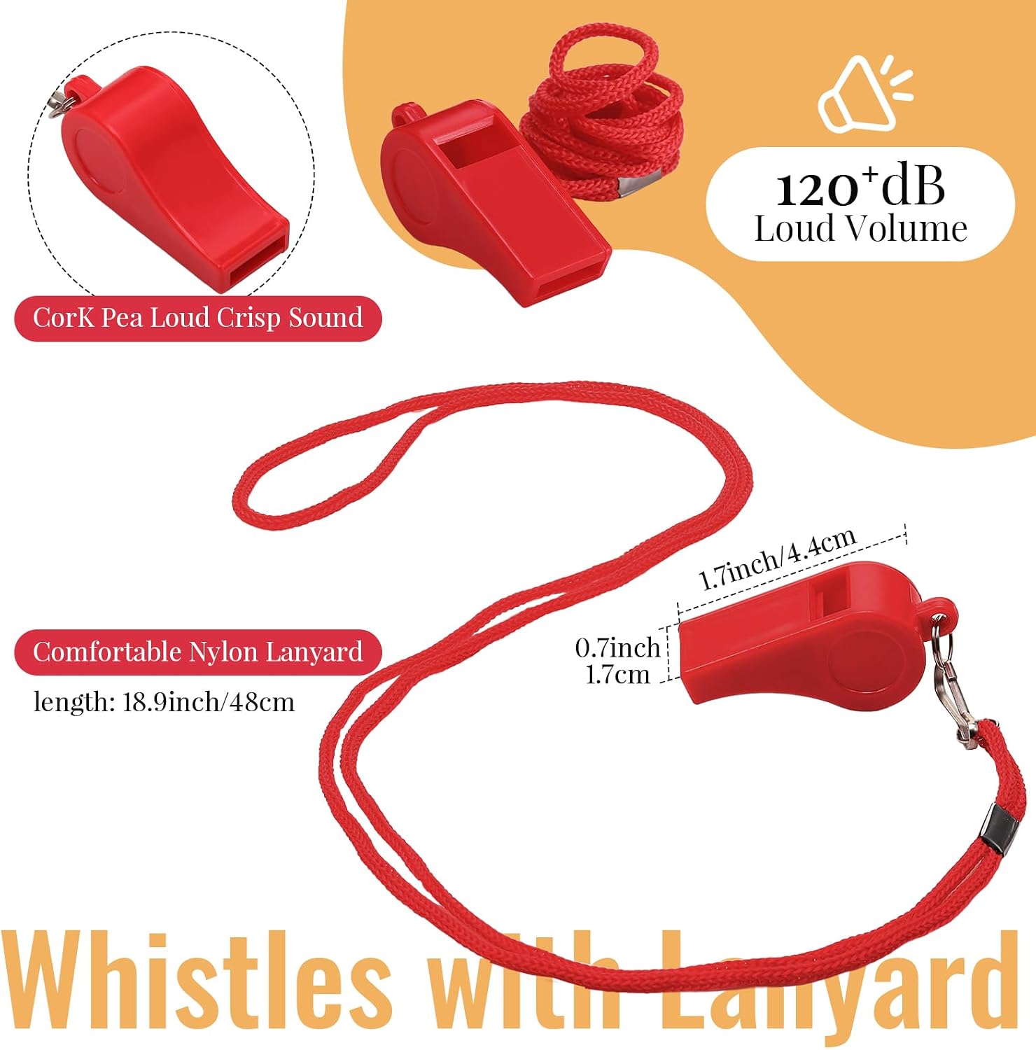 Tigeen 4Pcs Professional Guard Hat 4Pcs Emergency Whistles with Lanyard Guard Visor Loud Safety Plastic Whistle for Men Women