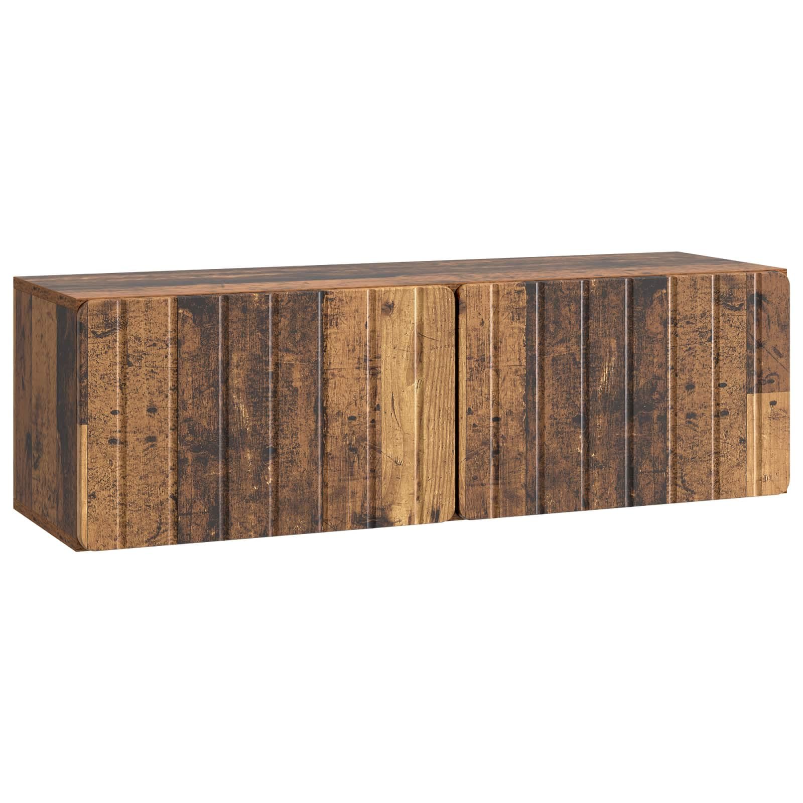 Meuble TV suspendu en bois vieilli pour salon moderne | 98 cm