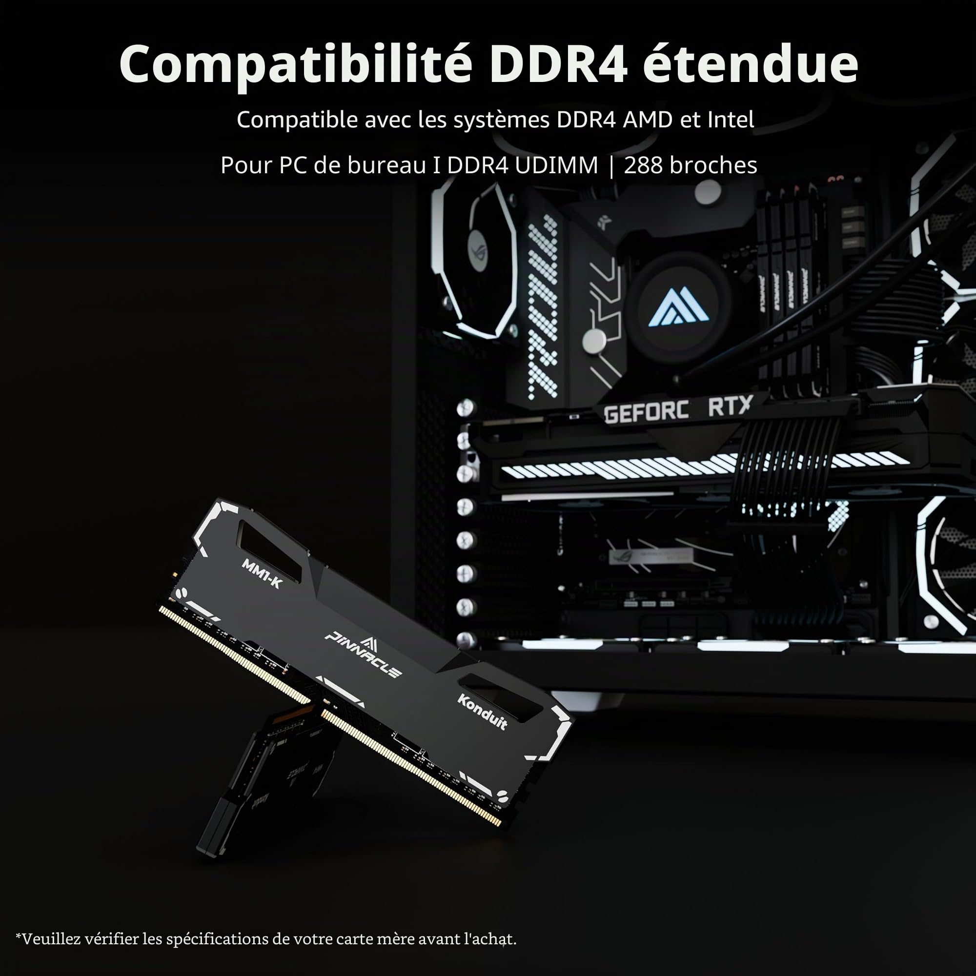 Timetec Pinnacle-Konduit 16GB (2x8GB) DDR4 3200MHz PC4-25600 CL16-18-18-38 XMP2.0 Overclocking 1.35V AMD et Intel Compatible Gaming PC Module RAM Noir