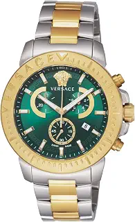 [VERSACE(ヴェルサーチェ)]メンズ 腕時計 New Chronograph グリーン文字盤 ステンレススチール サファイヤガラス VE2E00421 ゴールド [並行輸入品]