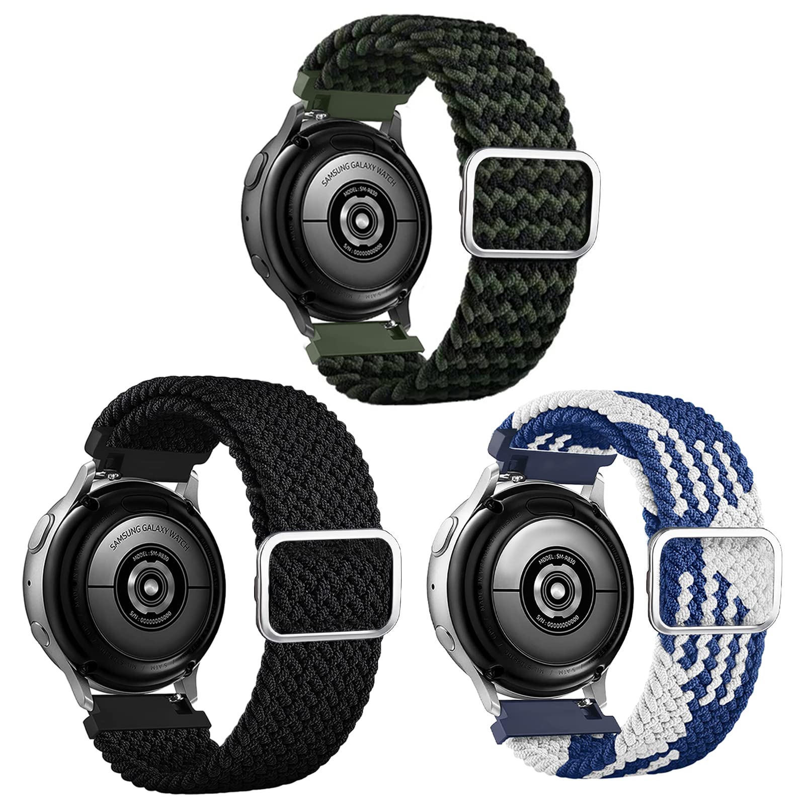 Compatible with Samsung Galaxy Watch 3 45mm Band/Galaxy Watch 46mm /Gear S3 Frontier/Gear S3 Classic/Gear2 R380/Live R382 , 22mm Nylon Elastic Adjustable Fashion Nylon Strap for Men Women