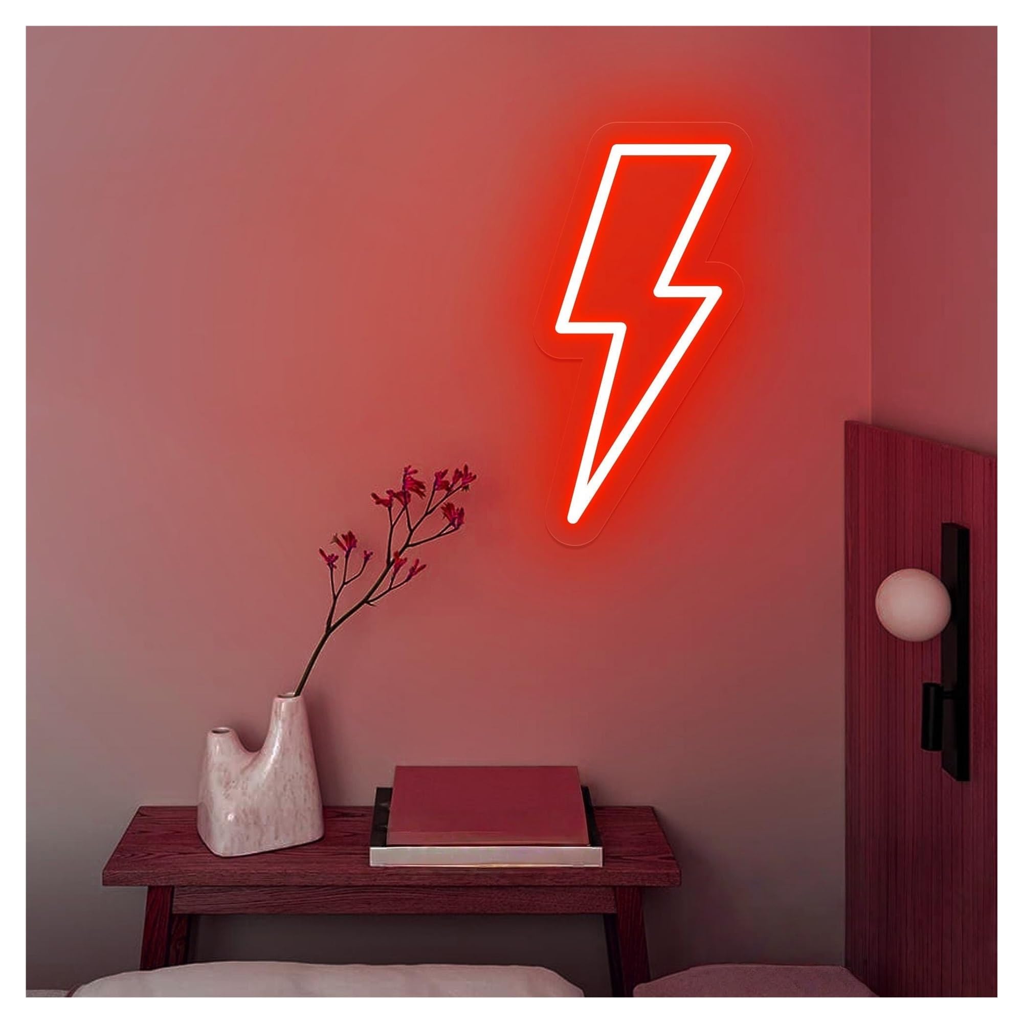RONGCH Hanging Art Neon Signs Lightning Neon Sign, Suitable for Kids Room Decor with Brightness Adjustable 30cm(D)